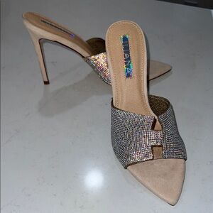 Liliana Silver and Tan Sparkle Heels size 9